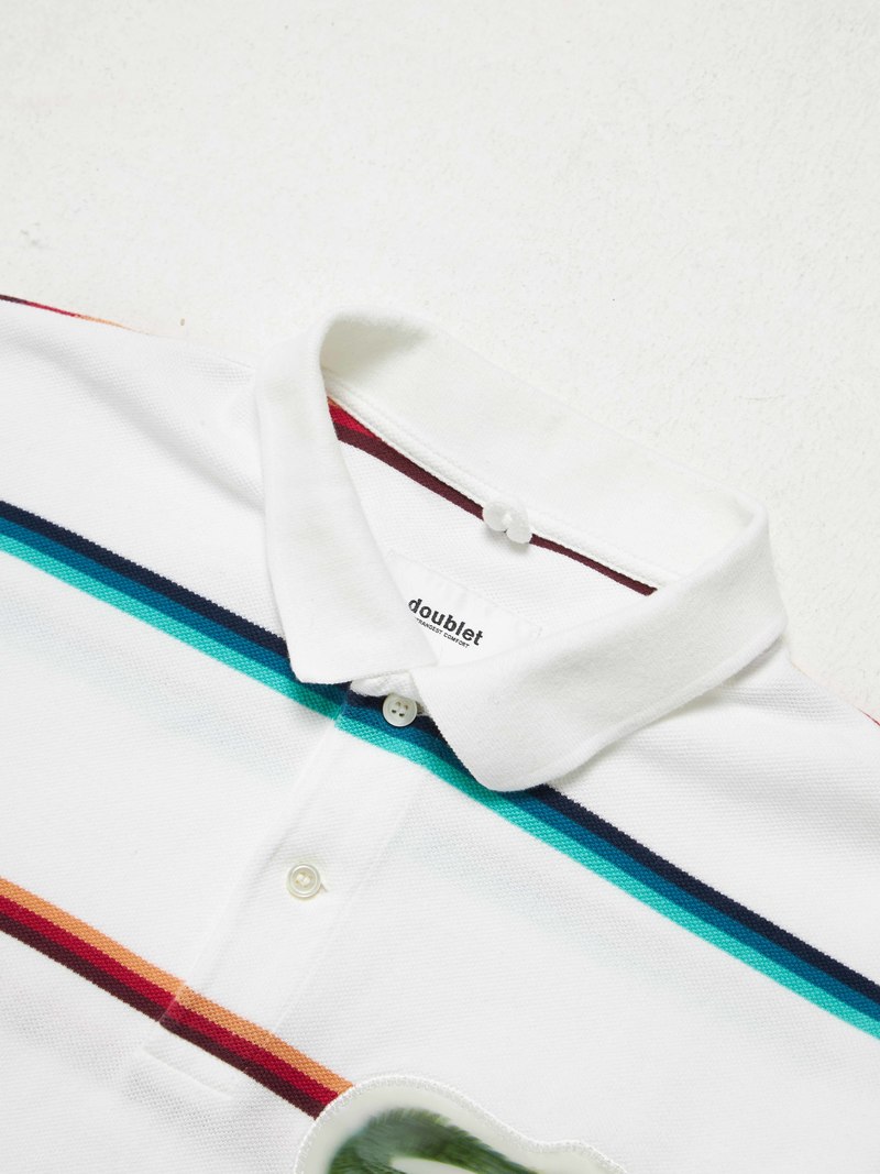 トップス doublet 3D PATCH OVERSIZED POLO SHIRT Doublet M Lines Printed Crocodile 3D Patch Oversized Cropped