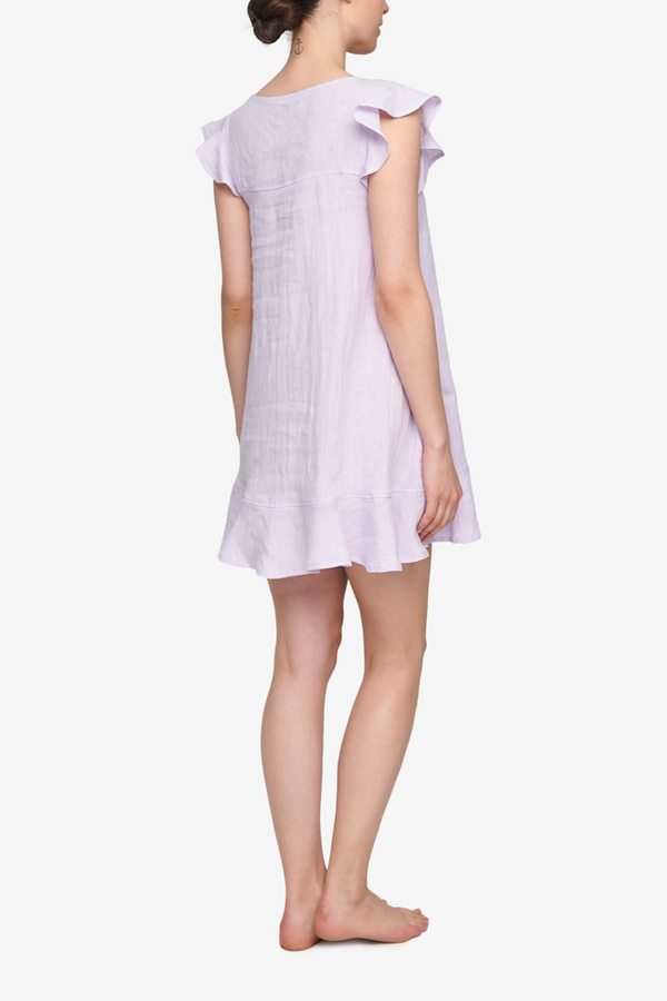 The Sleep Shirt Washed Linen Flounce Dress - Iris | Garmentory