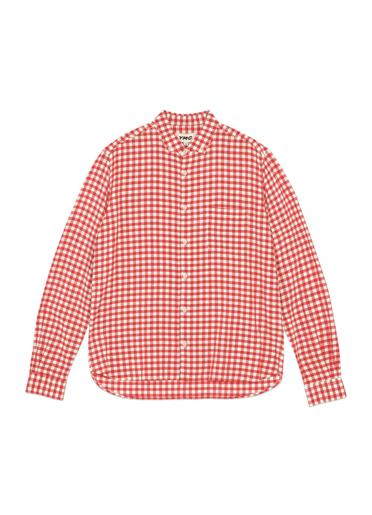 YMC Dean Cotton Linen Gingham Shirt - Ecru/Red | Garmentory