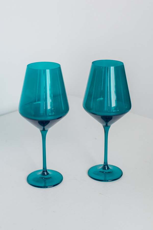 Estelle Colored Glass Wine Glasses Emerald Green Garmentory