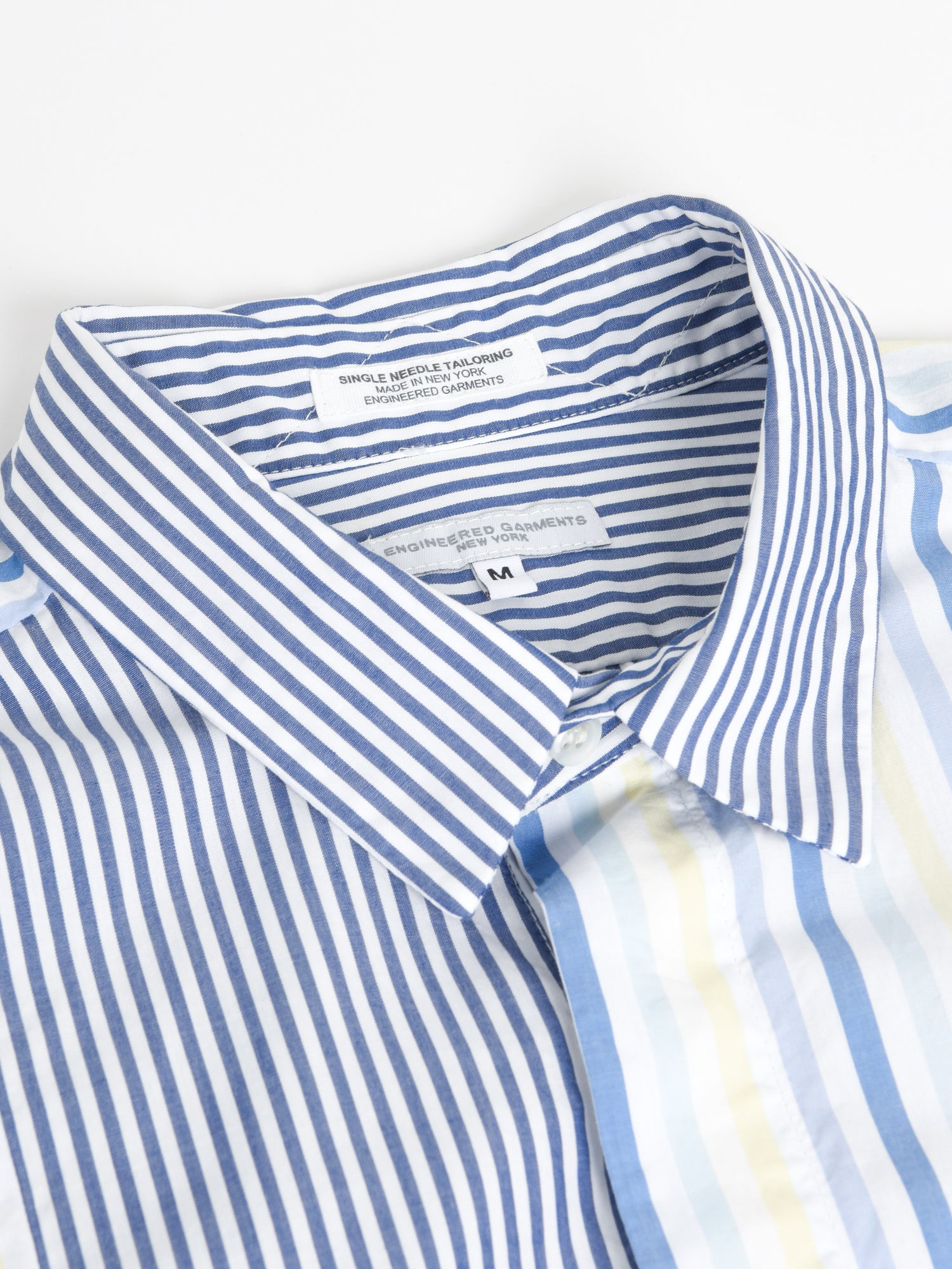 Engineered Garments Pima Cotton Combo Short Collar Shirt Blue/White