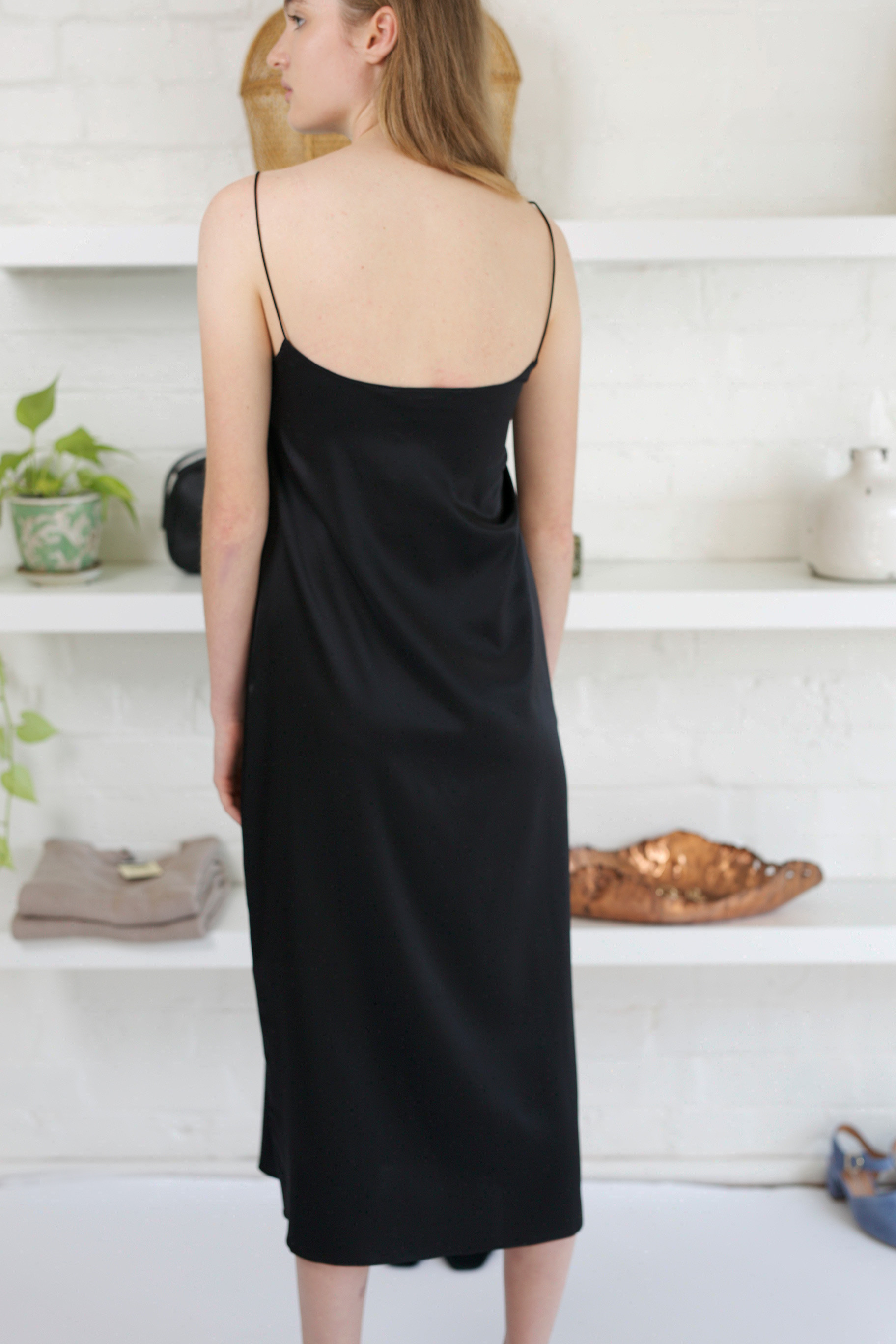 Land of Women Silk Satin Circle Slip BLACK Garmentory