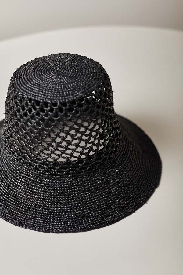 JANESSA LEONE LYNDA HAT - Black | Garmentory display picture 1