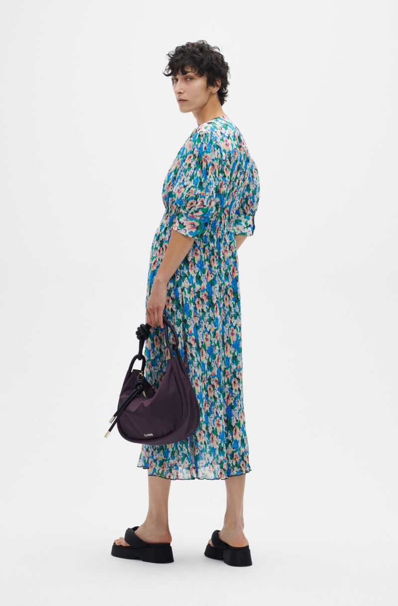 ワンピース GANNI NAVY BLUE MINI DRESS WITH KNOT DETAIL GANNI Navy blue mini dress with knot detail | TheDoubleF