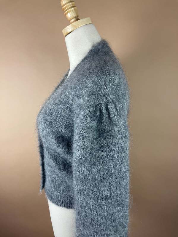 Vintage Revival Rouje Paris Nona Crop Cardigan - Grey | Garmentory