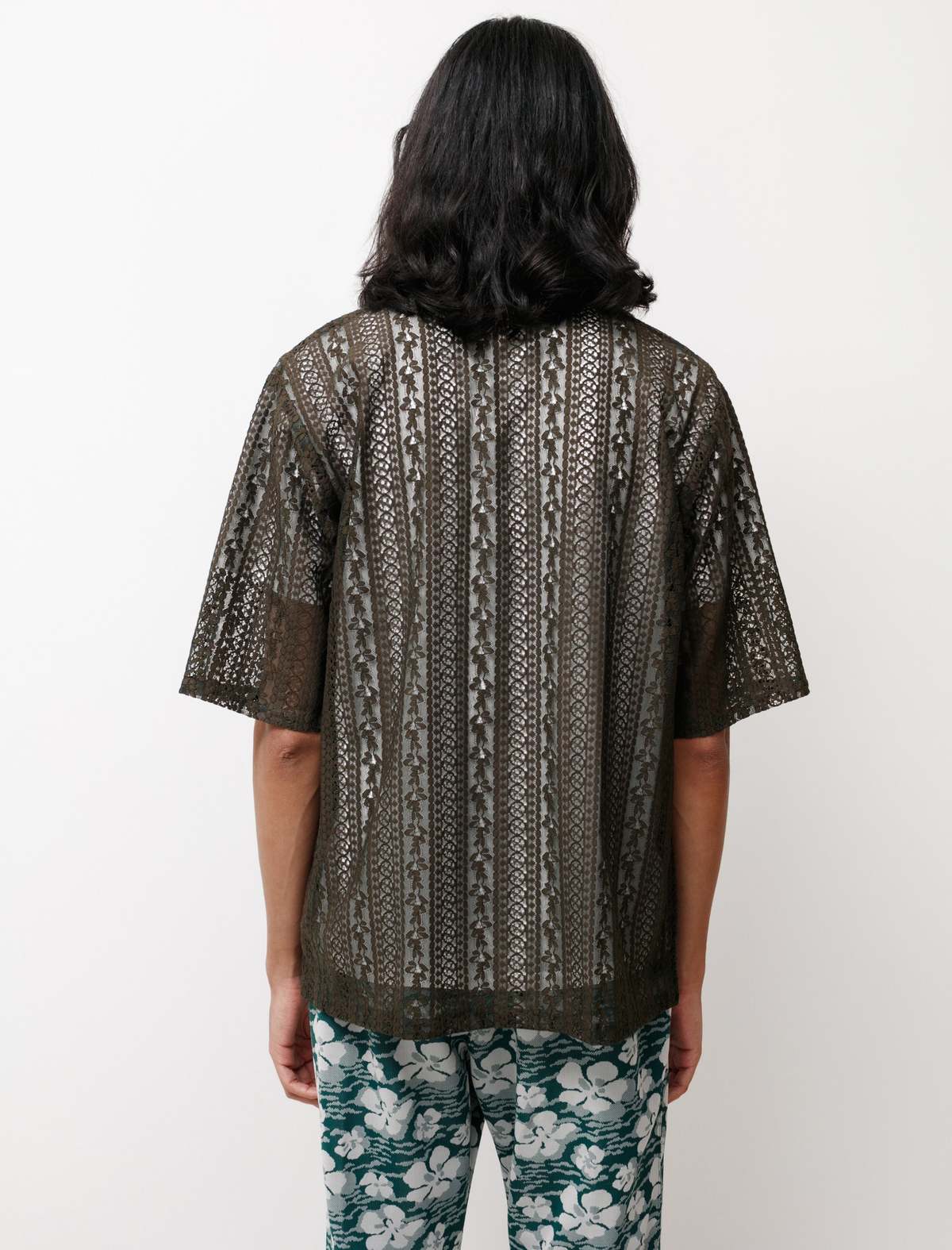 Needles Cabana Shirt - Stripe Lace Cloth Brown | Garmentory