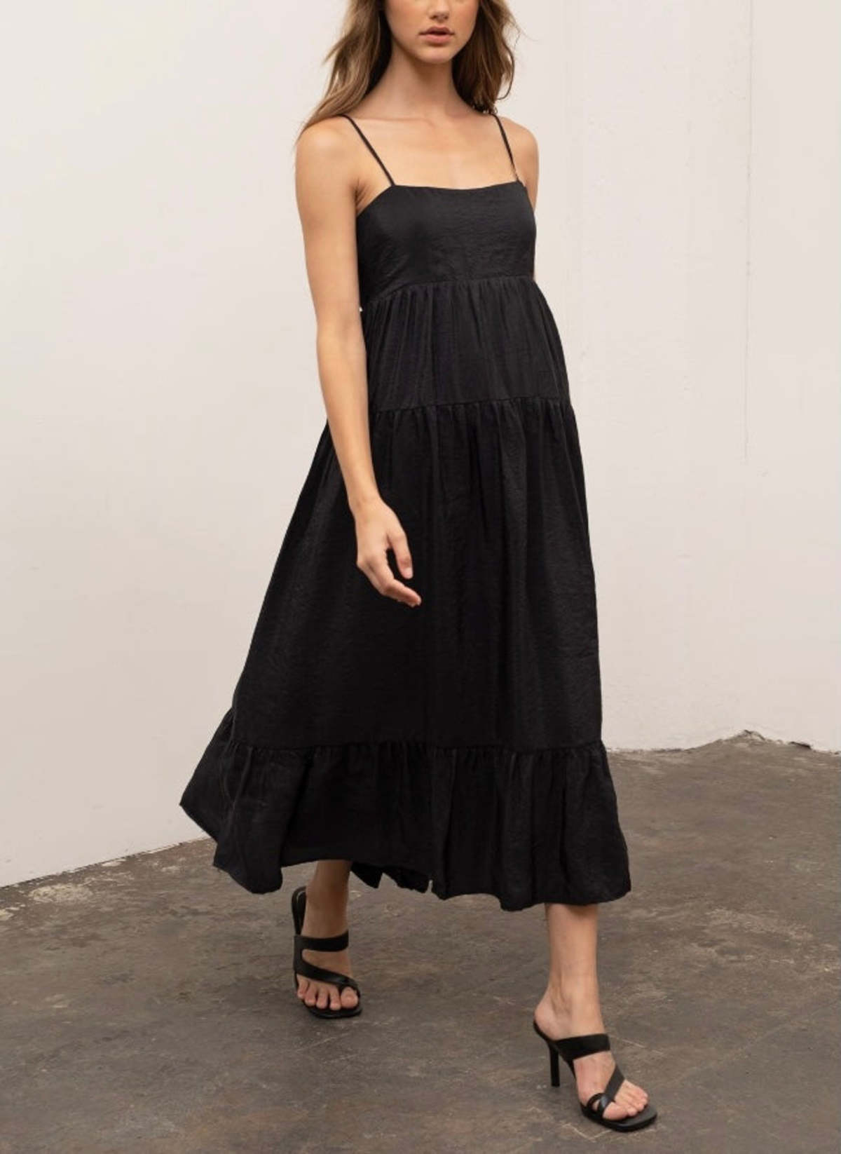 moon river black off the shoulder maxi dress Moon River Open Back Thin Strap Maxi Dress