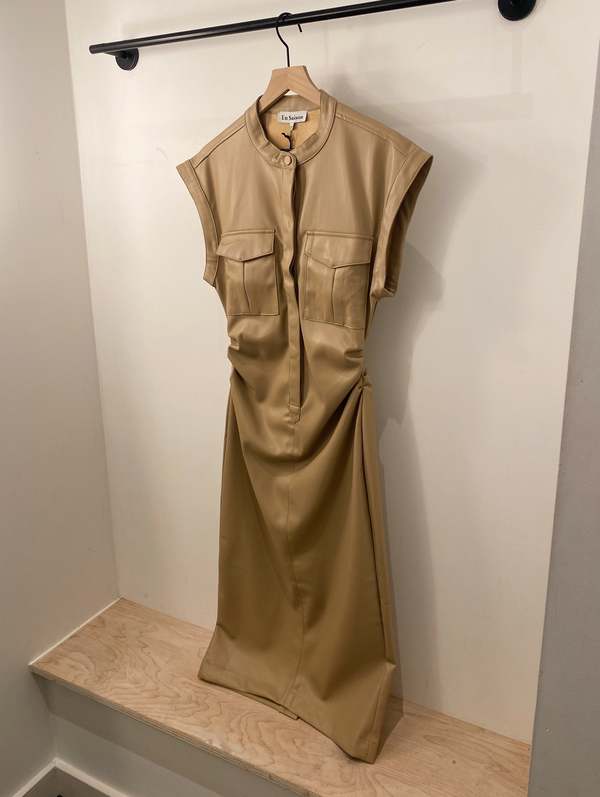 En Saison Vegan Leather Midi Dress - Natural En Saison Vegan Leather Midi Dress - Natural