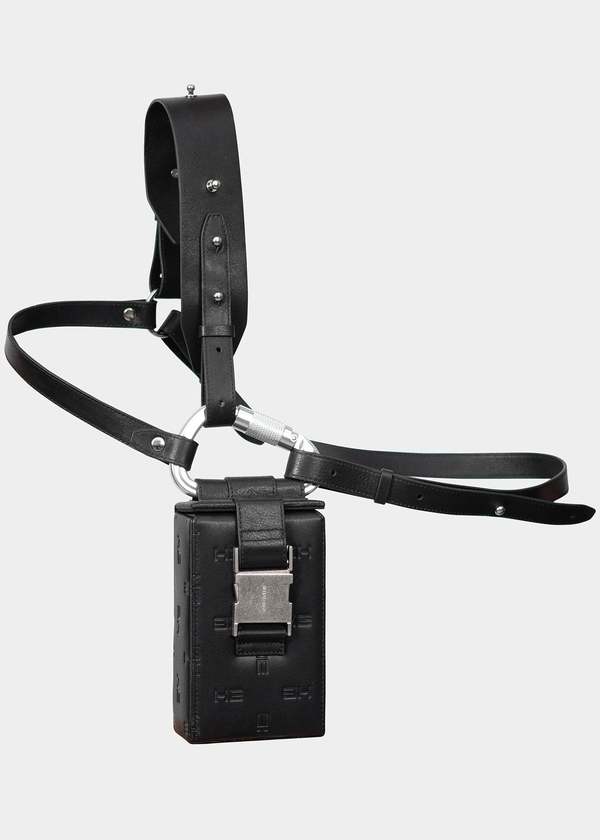 Heliot Emil LEATHER CARABINER PHONE SLING - black | Garmentory