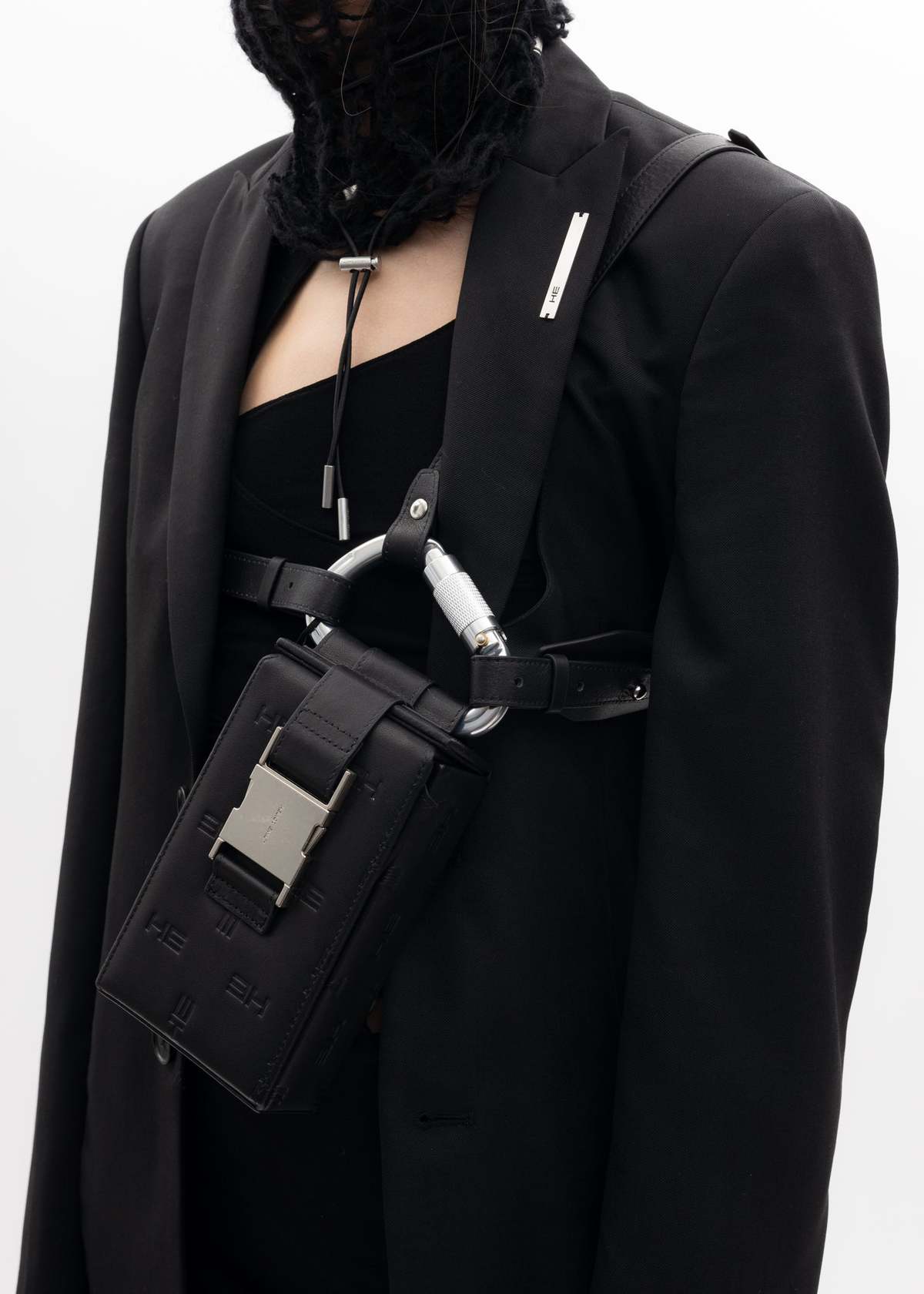 Heliot Emil LEATHER CARABINER PHONE SLING - black | Garmentory