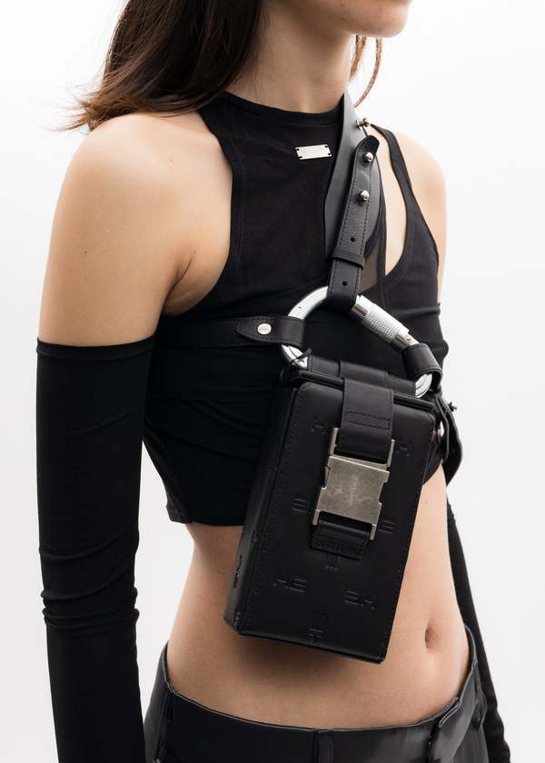 Heliot Emil LEATHER CARABINER PHONE SLING - black | Garmentory