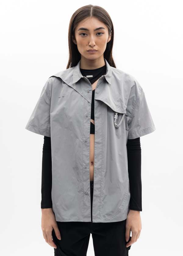 Heliot Emil S/S NYLON Shirt W. CARABINER - Grey | Garmentory