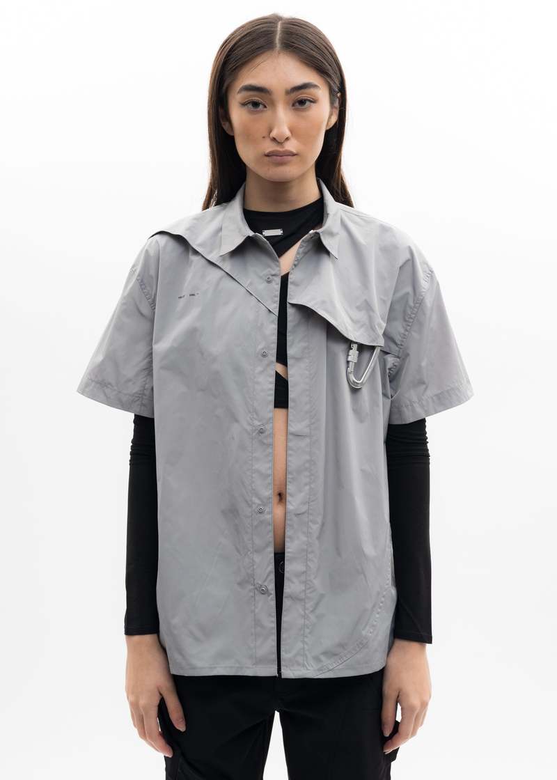 Heliot Emil S/S NYLON Shirt W. CARABINER - Grey | Garmentory