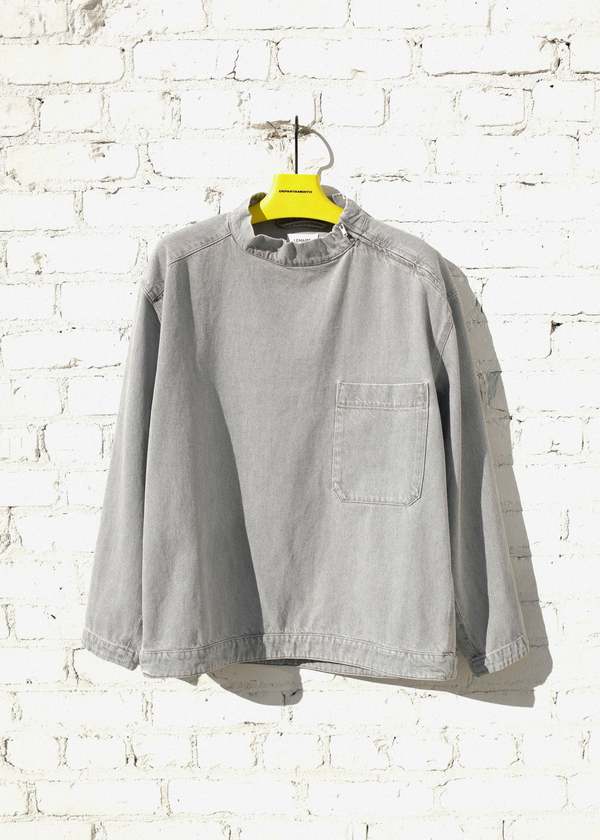 Lemaire Washed Denim Zipped Top - Pale Grey | Garmentory
