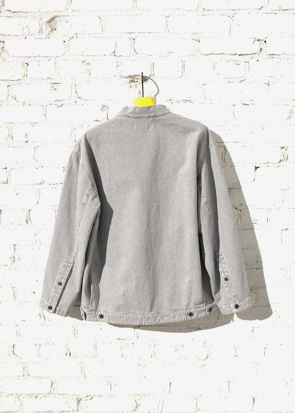 Lemaire Washed Denim Zipped Top - Pale Grey | Garmentory