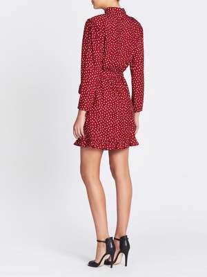 Rebecca Taylor Blurry Heart Silk Embroidered Dress - Crimson 4