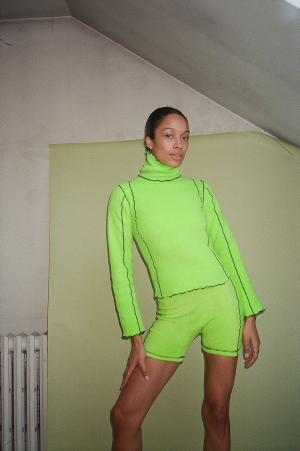 Ashley Rowe Stretch Fleece Bike Shorts - Neon Green