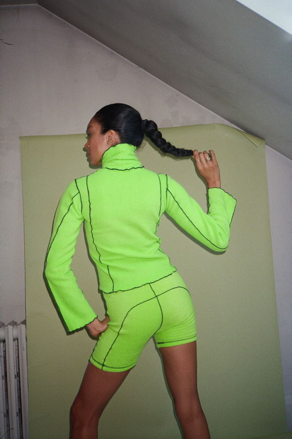 Ashley Rowe Stretch Fleece Bike Shorts - Neon Green