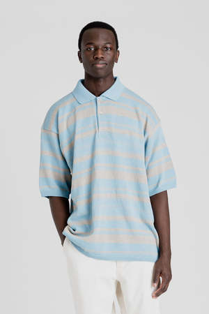 Nanamica H/S Stripe Polo Sweater - Sax | Garmentory