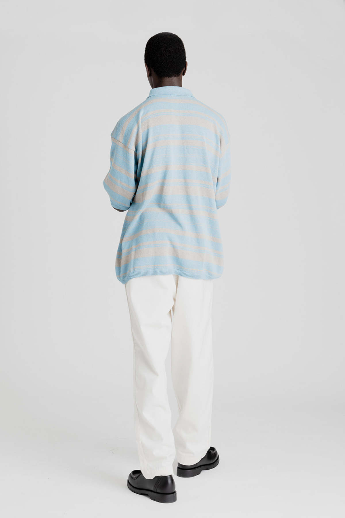Nanamica H/S Stripe Polo Sweater - Sax | Garmentory