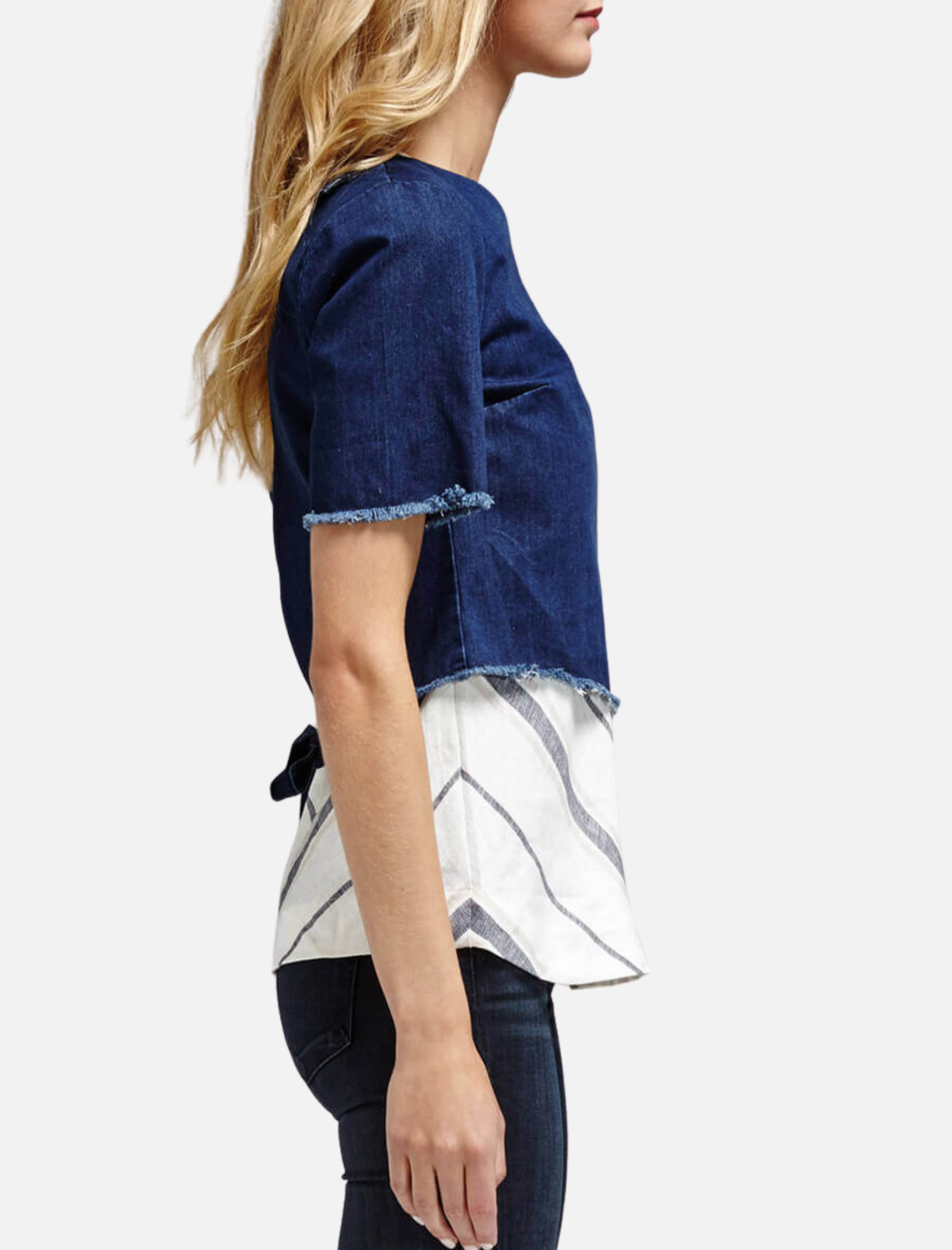NICHOLAS Denim Asymmetric Tie Back Top - Dark Denim - Image 2 of 5