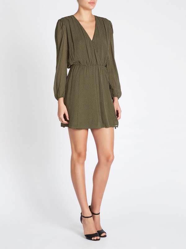 american vintage green dress Sierra Satin Back Tie Dress in Moss – The Copper Cactus main image 0