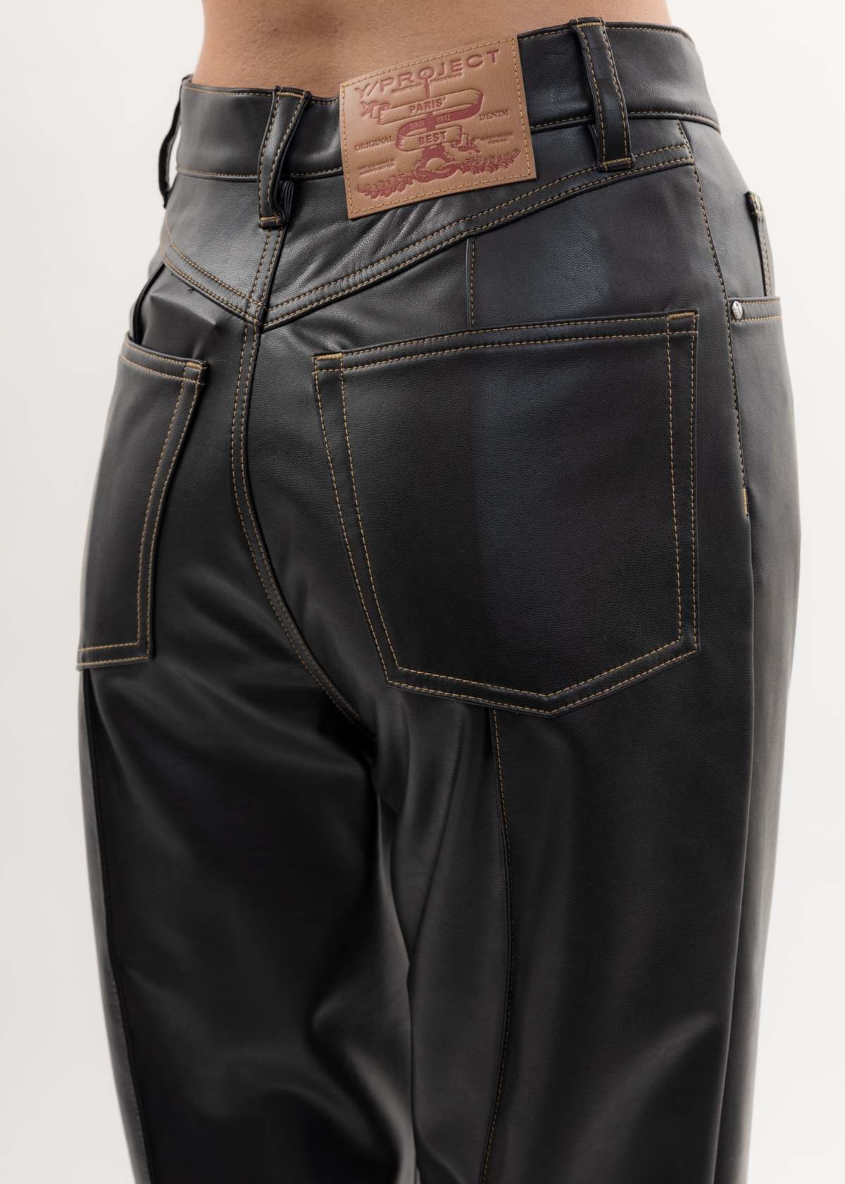 Y/project LEATHER TRUMPET Pants - black | Garmentory