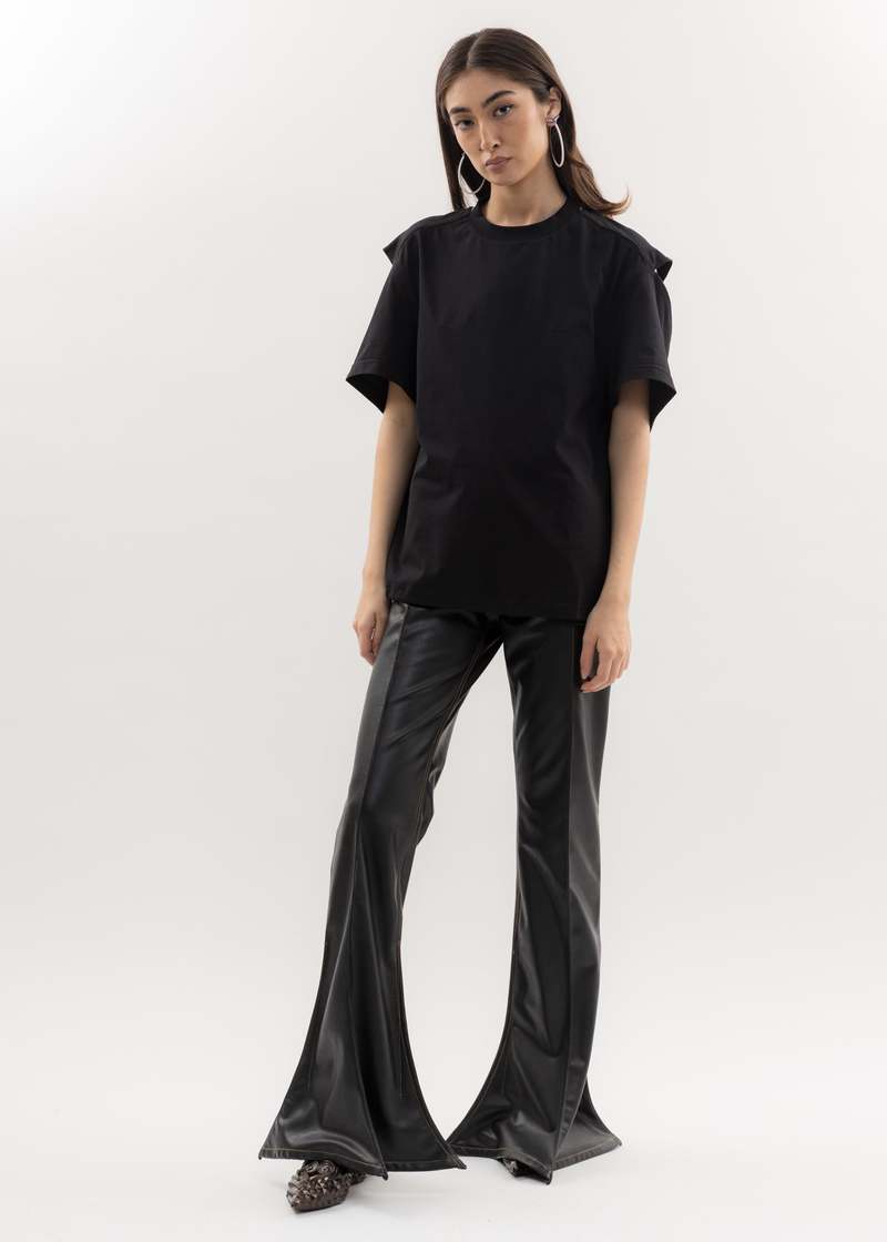 Y/project LEATHER TRUMPET Pants - black | Garmentory