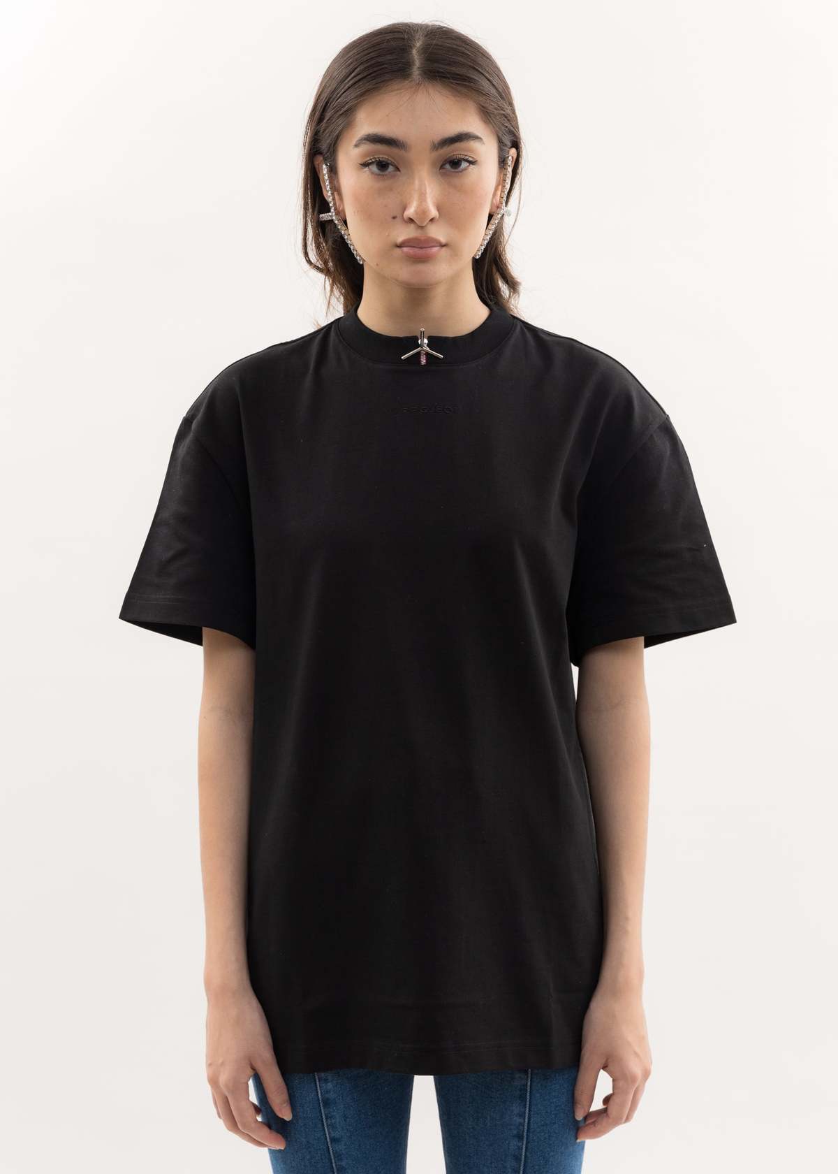 Tシャツ・カットソー Y PROJECT Women Tops 102TO006 BLACK Y/project MINI Y ZIP T-Shirt - black | Garmentory