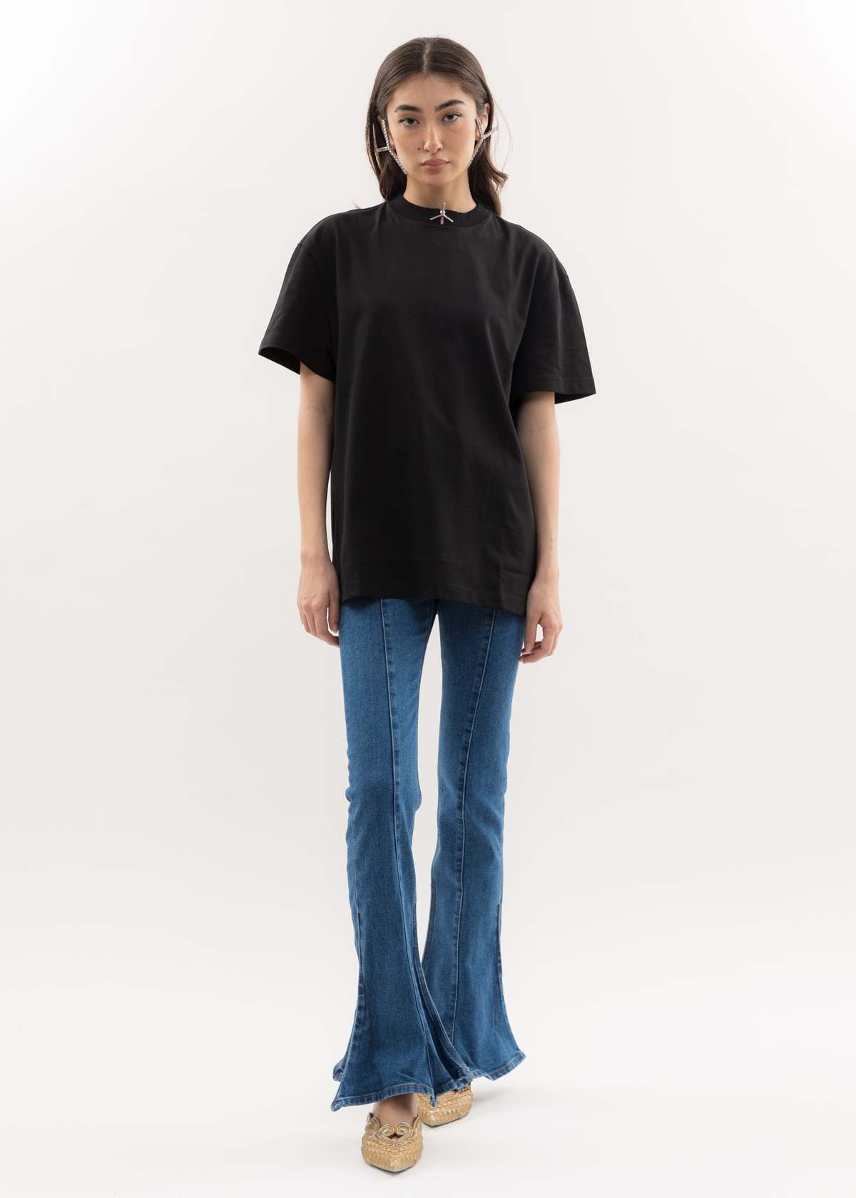 Tシャツ・カットソー Y PROJECT Women Tops 102TO006 BLACK Y/project MINI Y ZIP T-Shirt - black | Garmentory