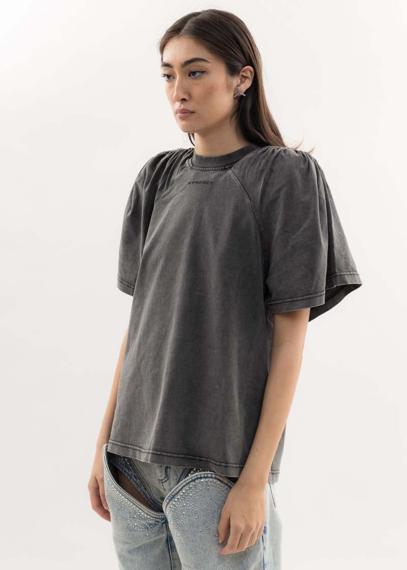 Y/project RUCHED SHOULDER T-Shirt - Grey | Garmentory