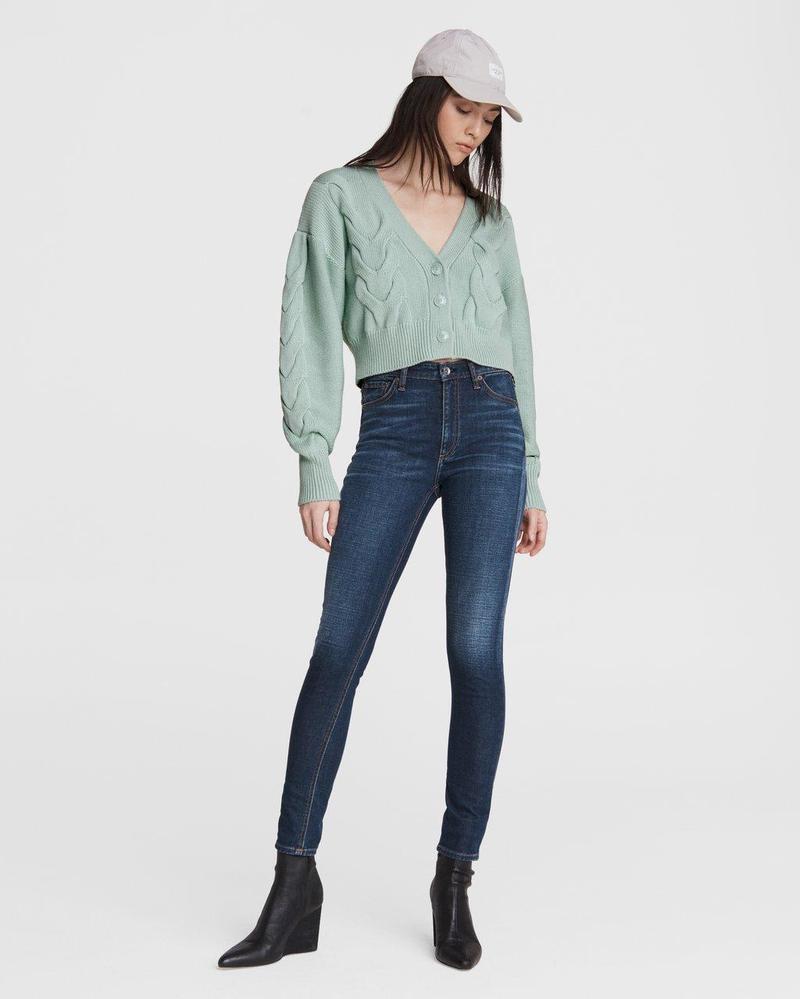 Rag & Bone - rag&bone ラグアンドボーン Taylor Cotton Cable Cardigan クロップドカーディガン WAS22S007AD07 ミントグリーン S Rag & Bone Taylor Cable Cardigan - Mint | Garmentory