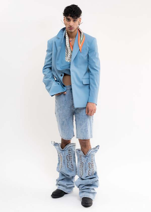 Y/project Cowboy Cuff Jeans - Blue | Garmentory