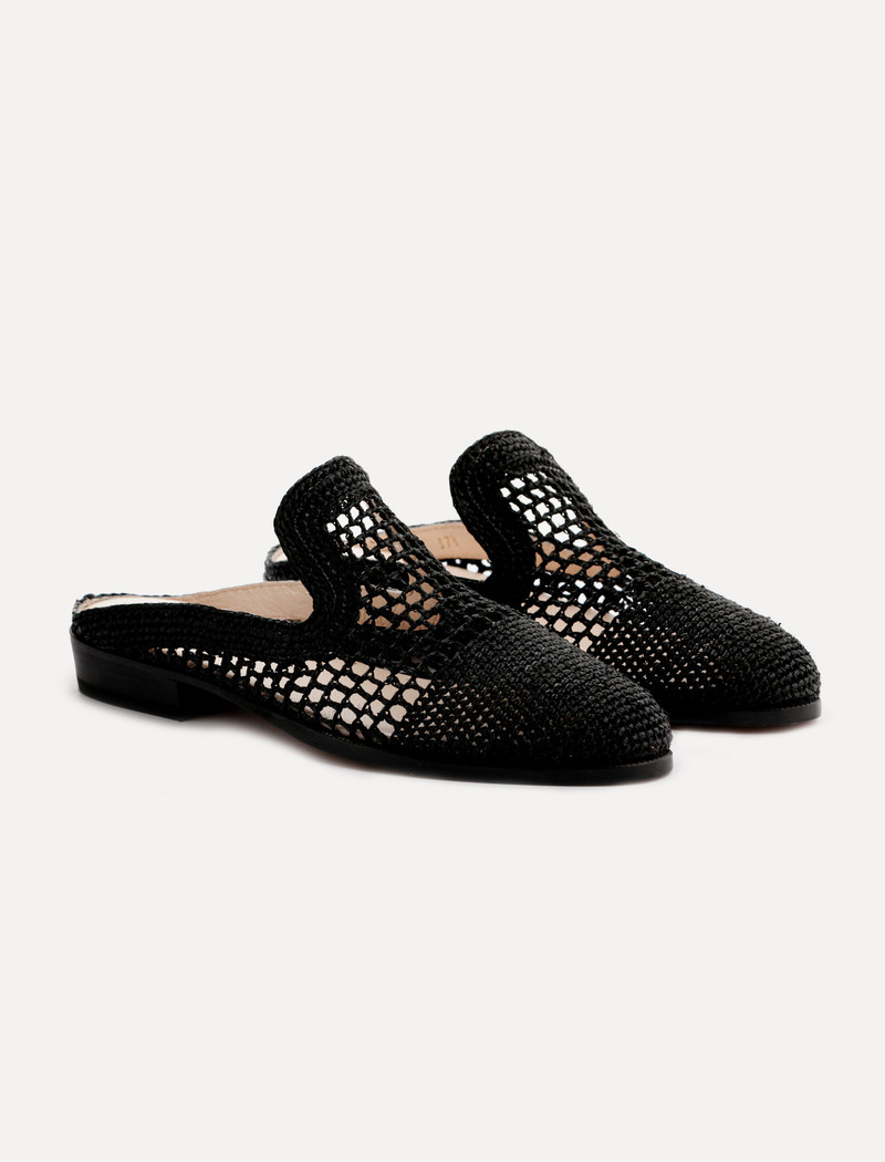 Robert Clergerie Antes Black Raffia Mule