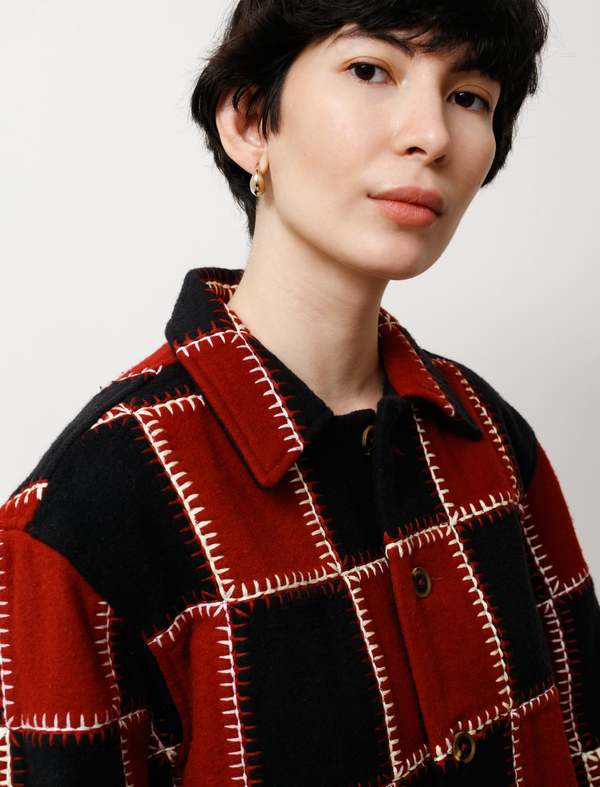 BODE Blanket Stitch Quilt Jacket - Red/Black