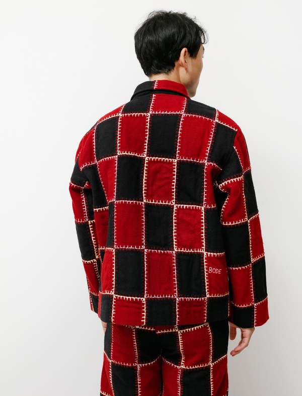 BODE Blanket Stitch Quilt Jacket - Red/Black | Garmentory