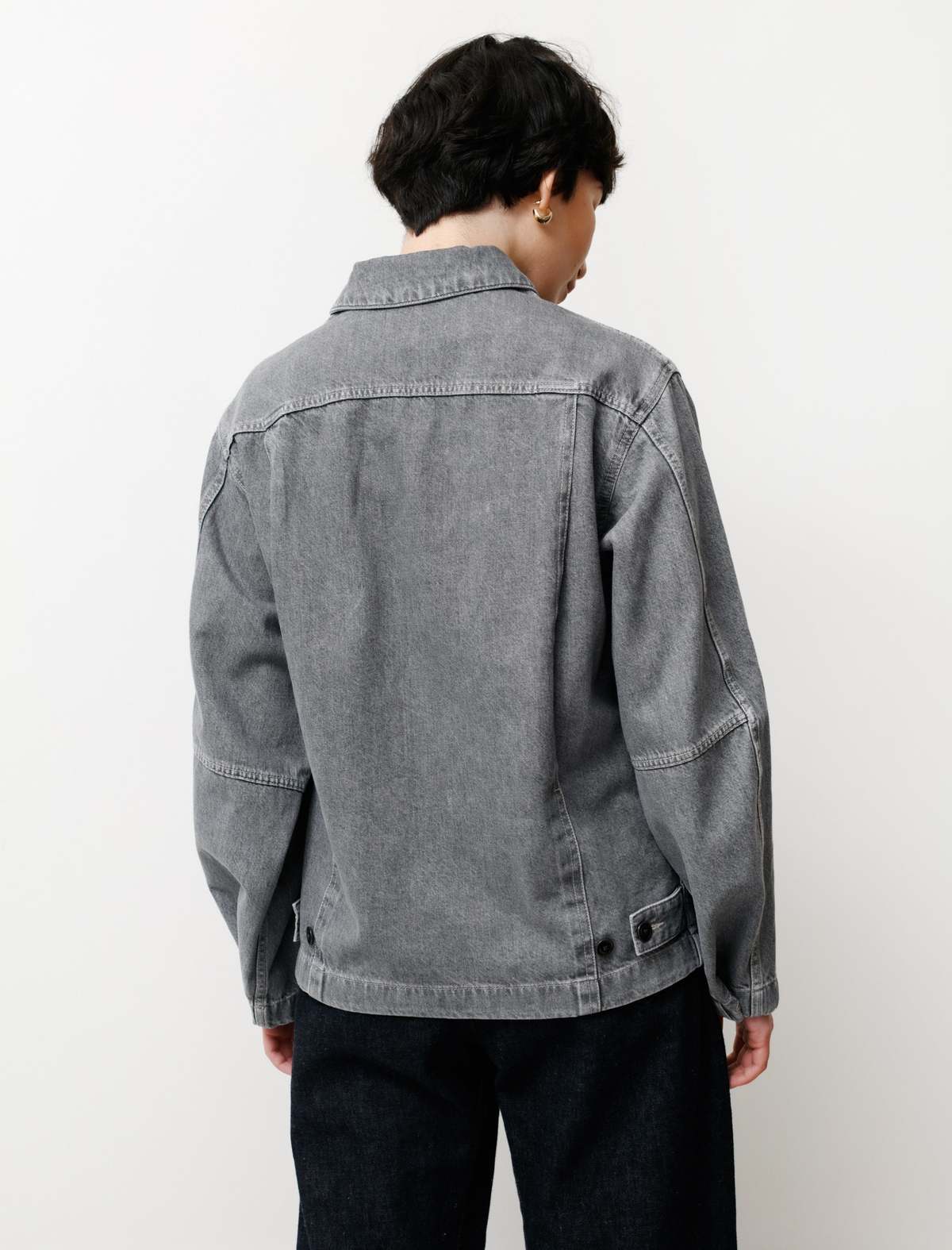 LITTLEBIG Denim Blouson （grey） Miu Miu Denim Blouson Jacket - Grey | Editorialist