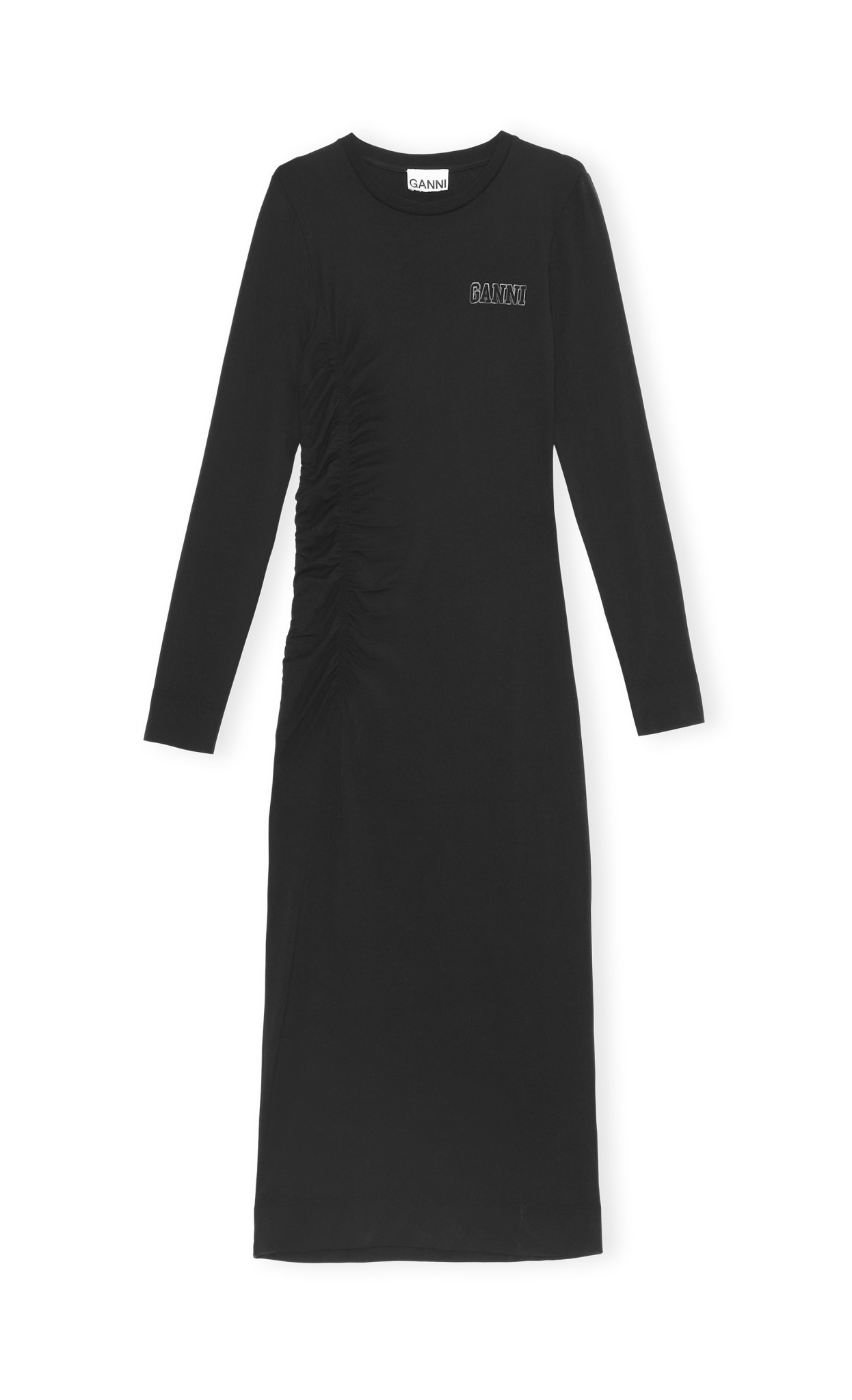 ganni black ruched dress Black Organza Ruched Dress
