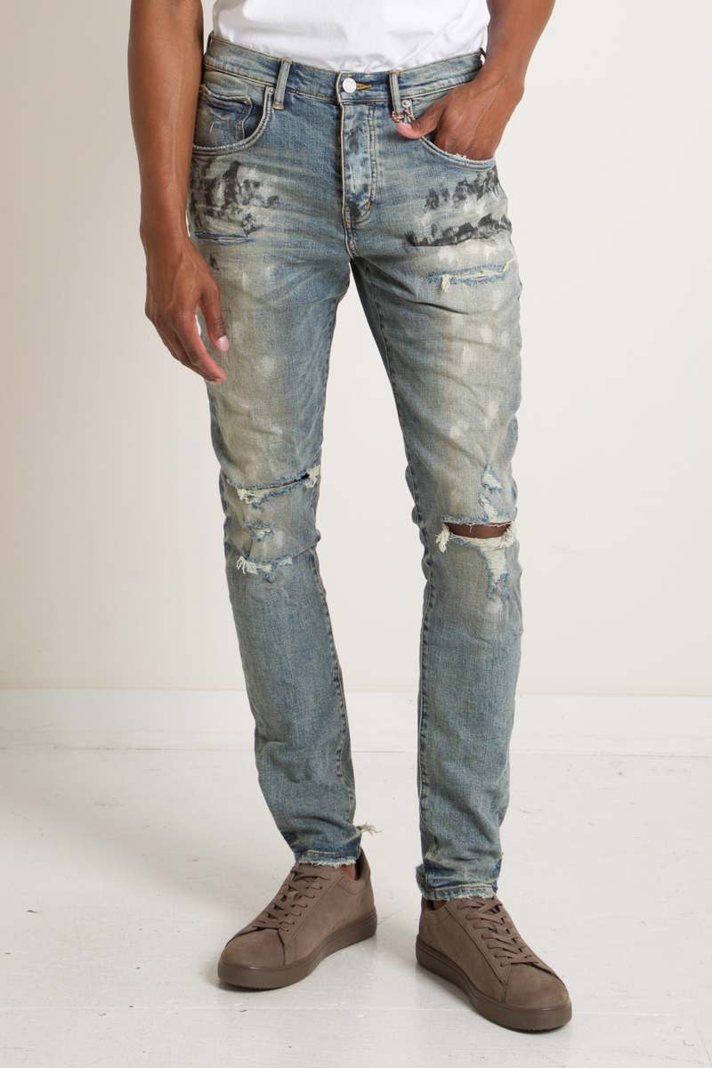 Purple Brand Worn Mid Destroy Mid Rise Slim - Indigo | Garmentory