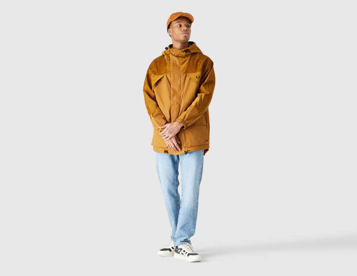 Fred Perry Corduroy Panel Hooded Jacket - BROWN | Garmentory