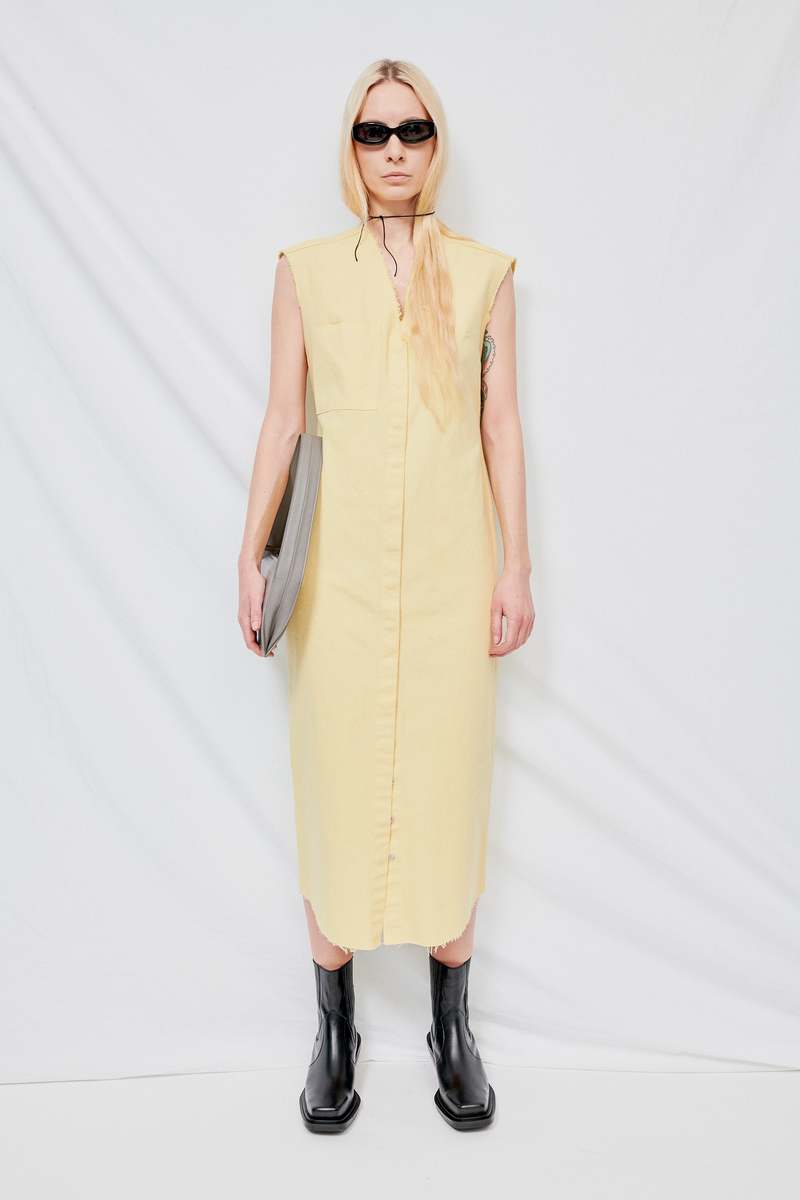 Gabriela Coll Garments No.90 Cotton Canvas Dress - Light Yellow 