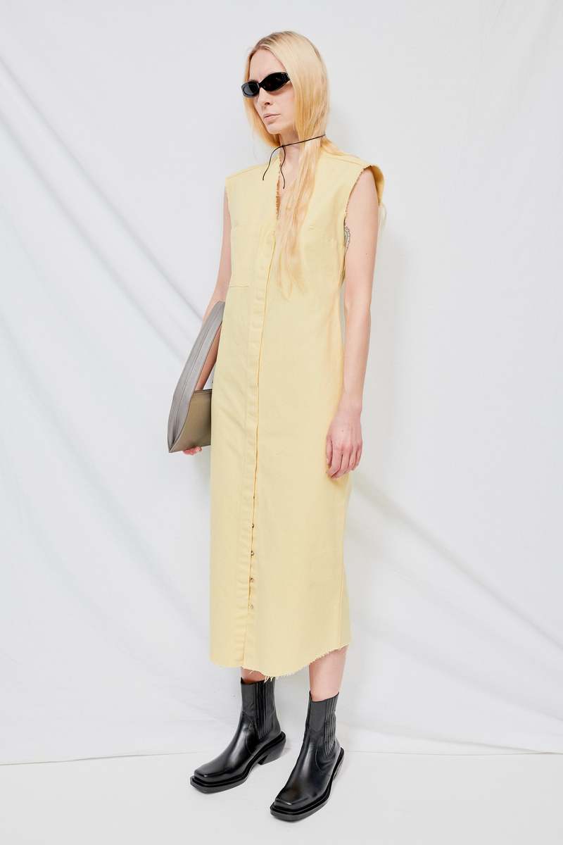 Gabriela Coll Garments No.90 Cotton Canvas Dress - Light Yellow 