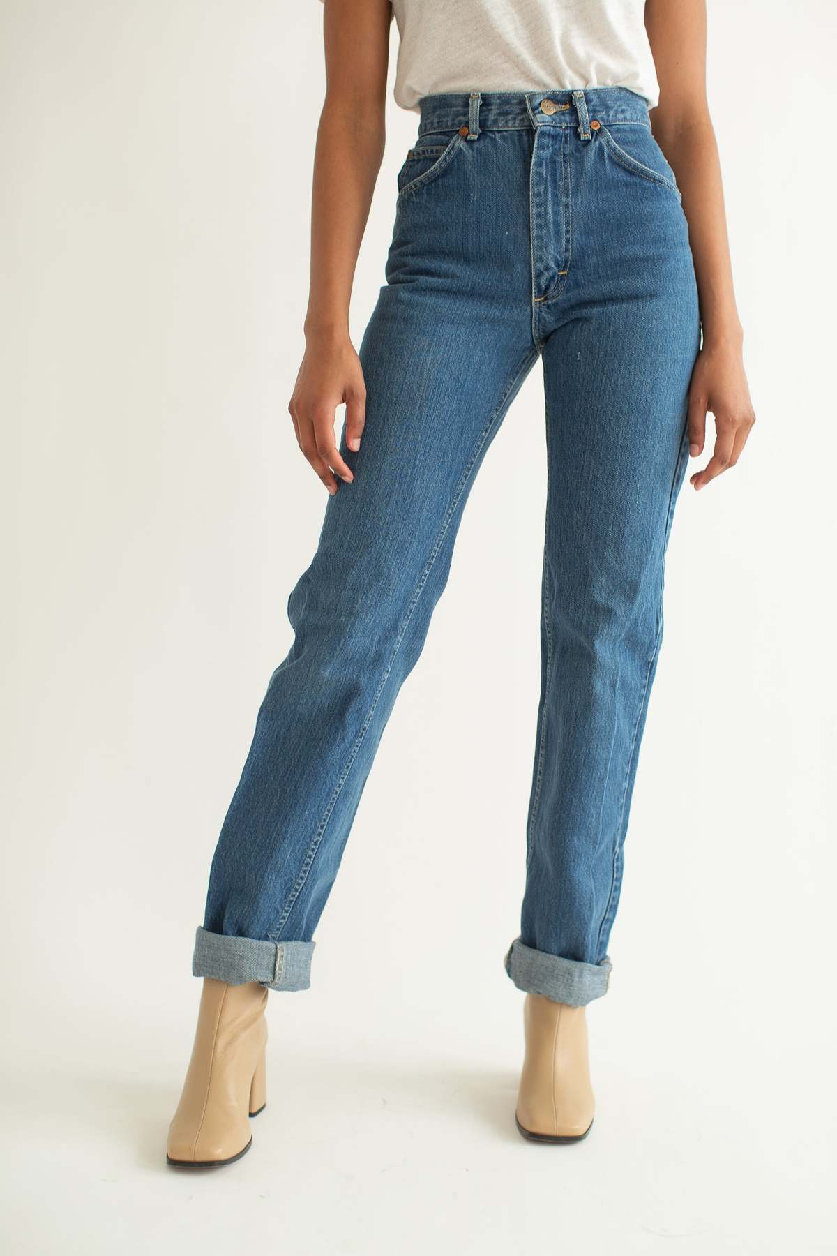 Jeans Lee High Rise - Taille 4P (Petite) - Coupe Straight - En Coton - Occasion Très Bon état