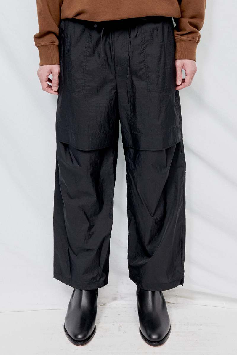 パンツ amomento | DRAWSTRING LAYERED PANTS Black-Drawstring-Layered-