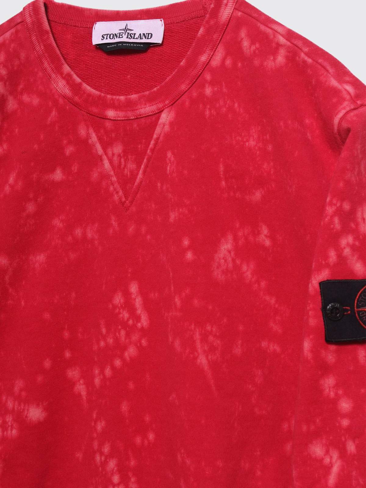 Stone Island Cotton Fleece Garment Dyed Sweatshirt - Red Dye