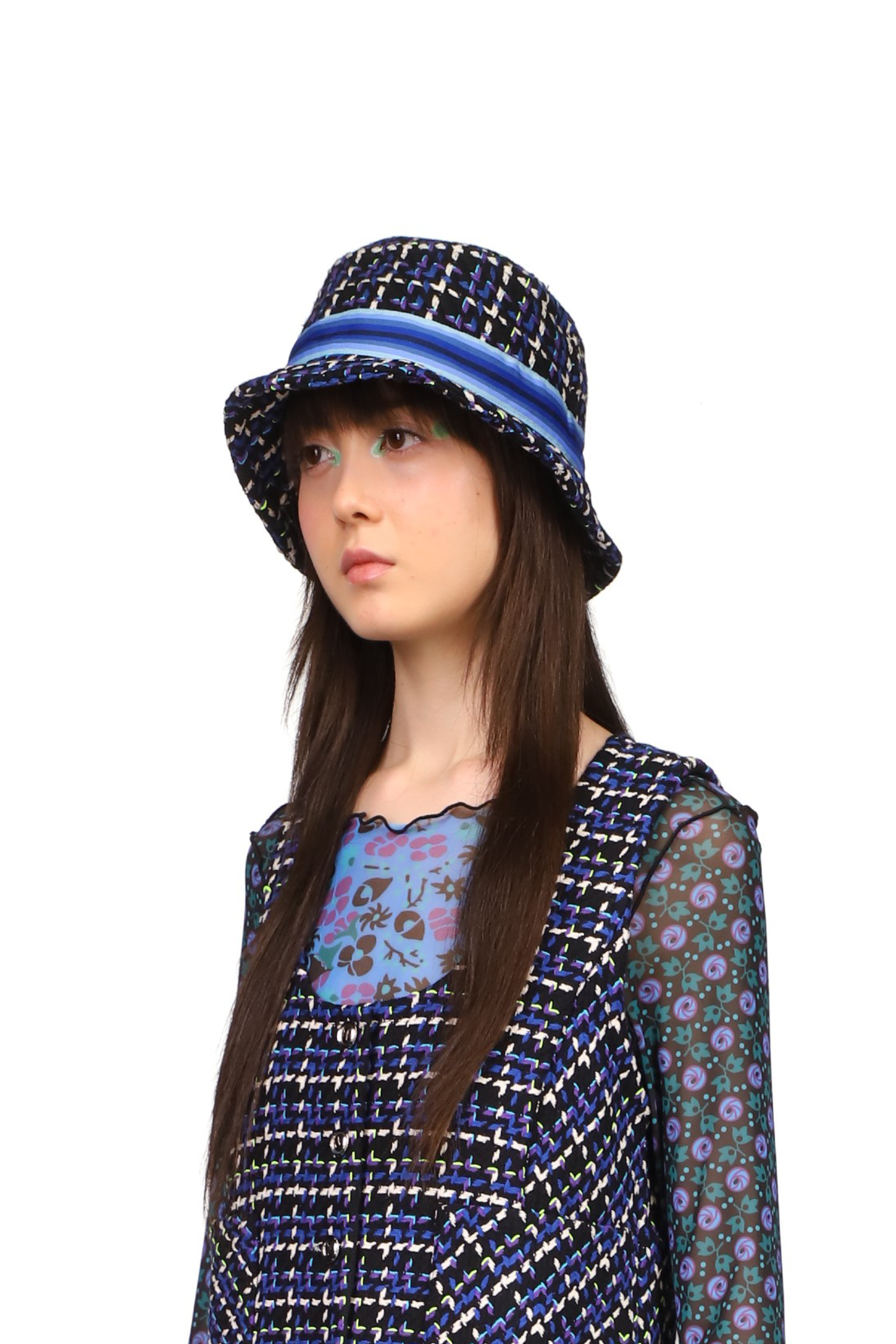Anna Sui Neo Plaid Bucket Hat - Black 