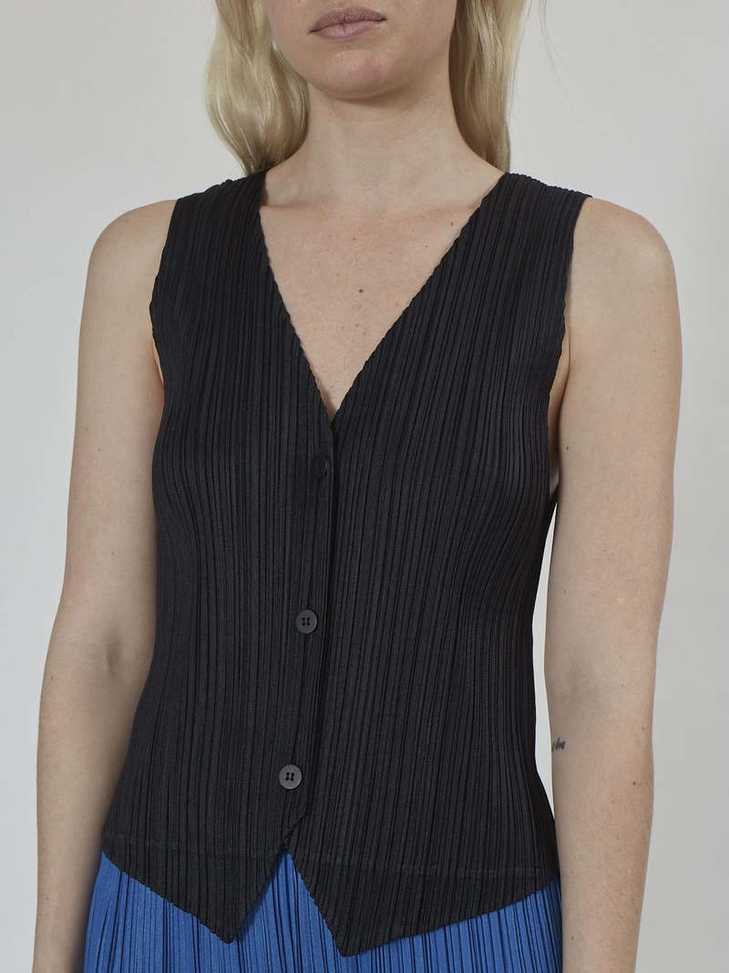 お買い得モデル by Please Pleats Issey Black - Vest September Miyake トップス