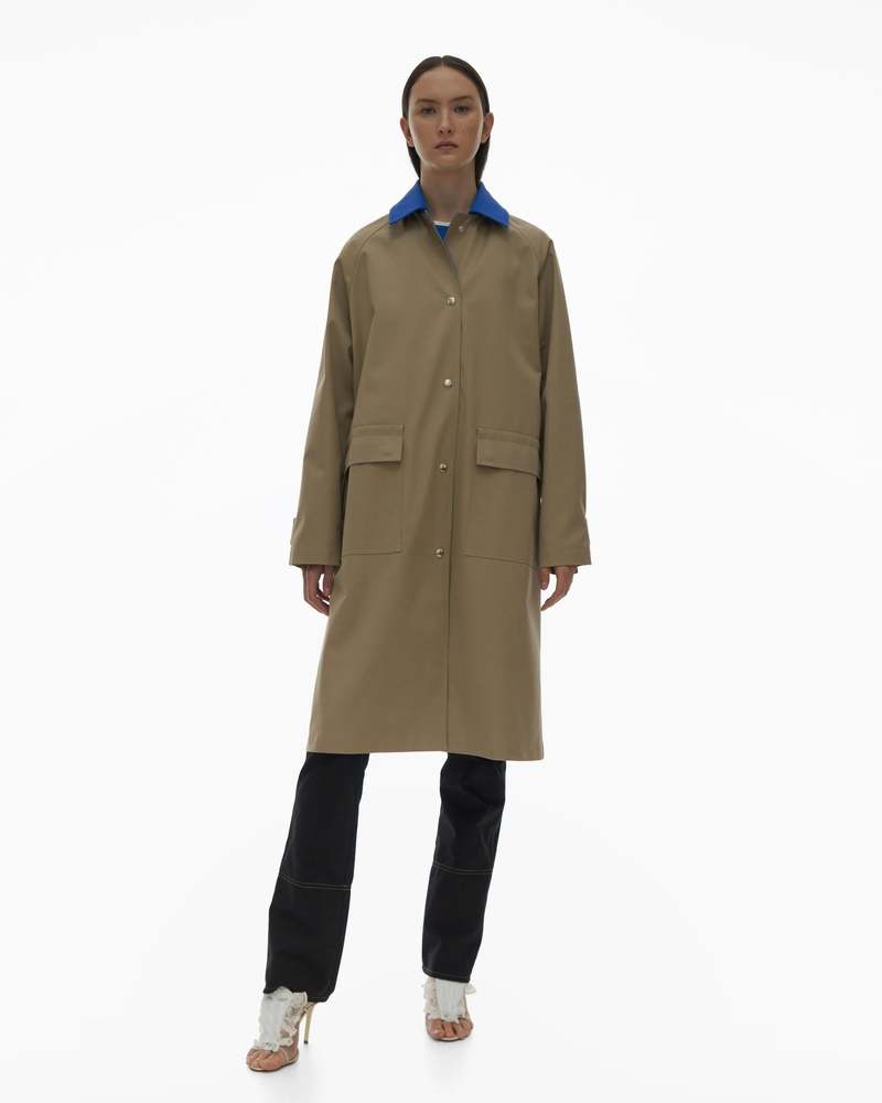 Helmut Lang Mac Rain Coat - Fatigue/Royal Blue | Garmentory