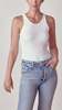 amo denim Long Rib Tank Body Suit - White - Thumbnail 1