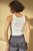 amo denim Long Rib Tank Body Suit - White - Thumbnail 5